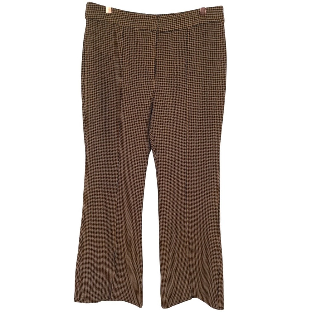 NWT Current Air Women's Houndstooth Split Hem Trouser Pants Brown Black Sz Large